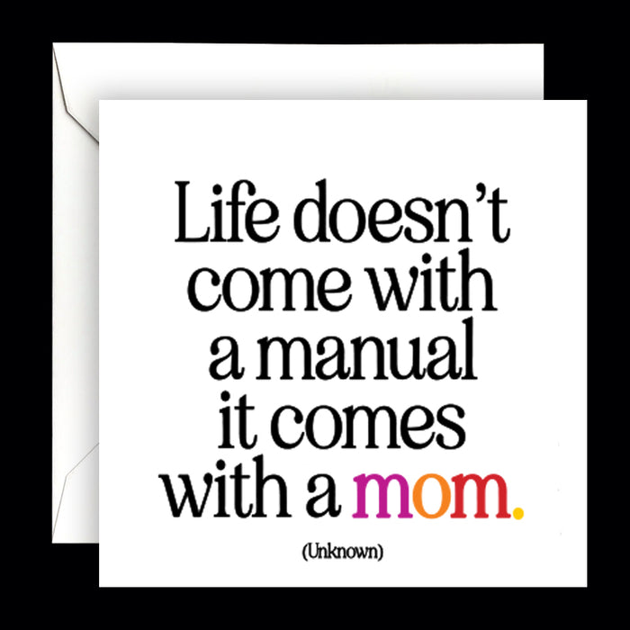 Dubbelt kort med kuvert Quotable – Life... comes with a mom 13x13cm