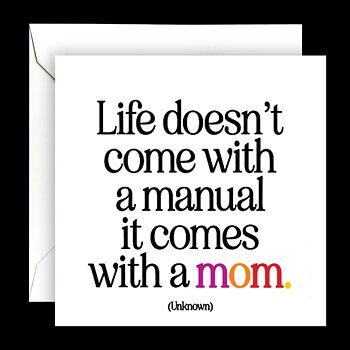 Dubbelt kort med kuvert Quotable – Life... comes with a mom 13x13cm