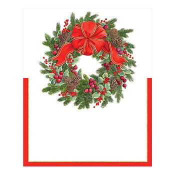 Placeringskort utstansad krans – Evergreen Wreath 8-pack