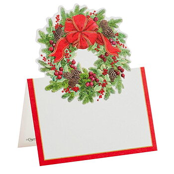 Placeringskort utstansad krans – Evergreen Wreath 8-pack