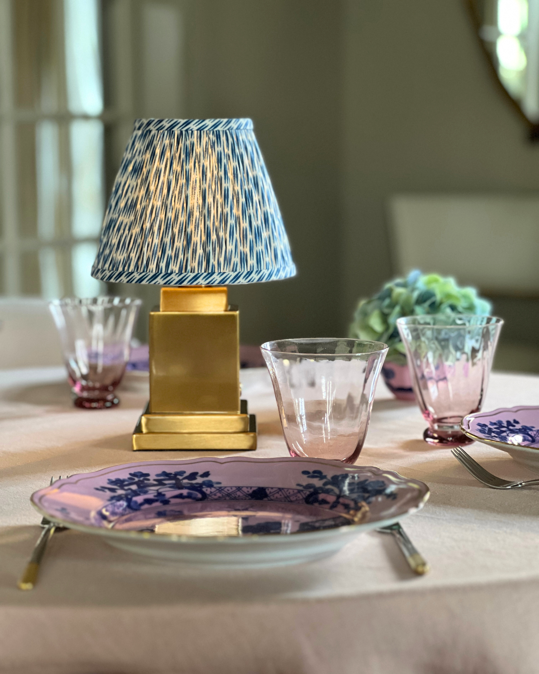 Lampskärm Ikat Blå Stor - till portabla bordslampor