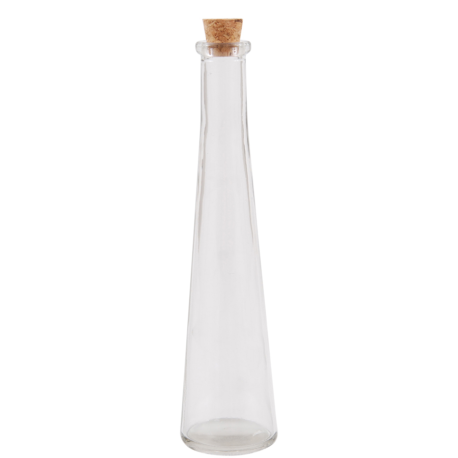 Glasflaska Olivia i klarglas med kork H:23cm