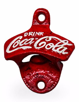 Kapsylöppnare för väggmontage i järn "Drink Coca-Cola"
