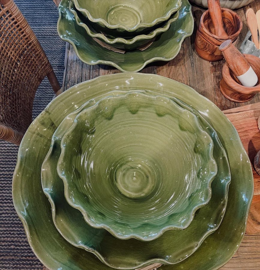 Skål GRACE WAVY i keramik – Grön Liten Ø:26,5cm - 5
