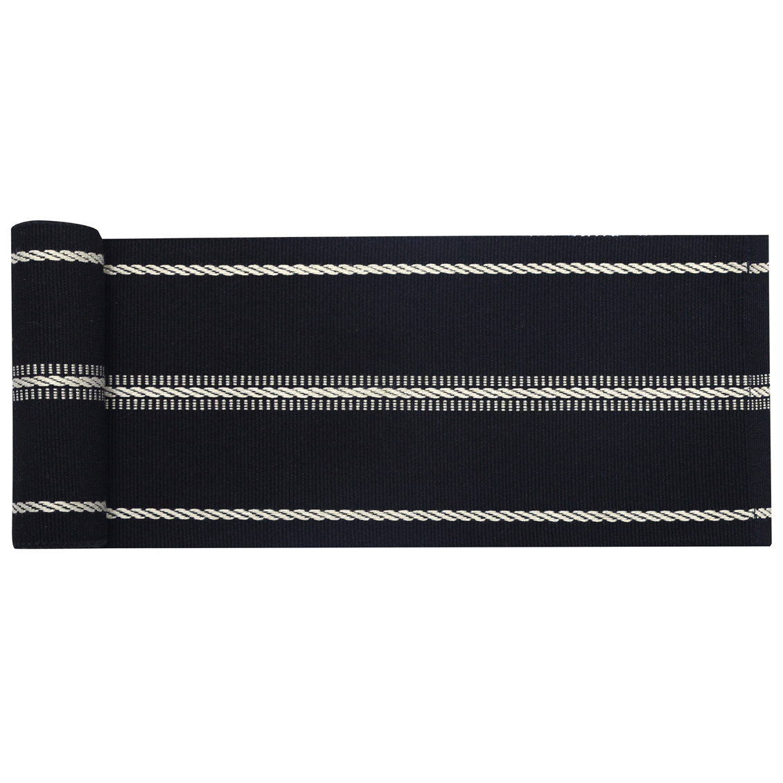Löpare HERMAN Recycled OEKO-TEX® – Svart & Linne 15x140cm