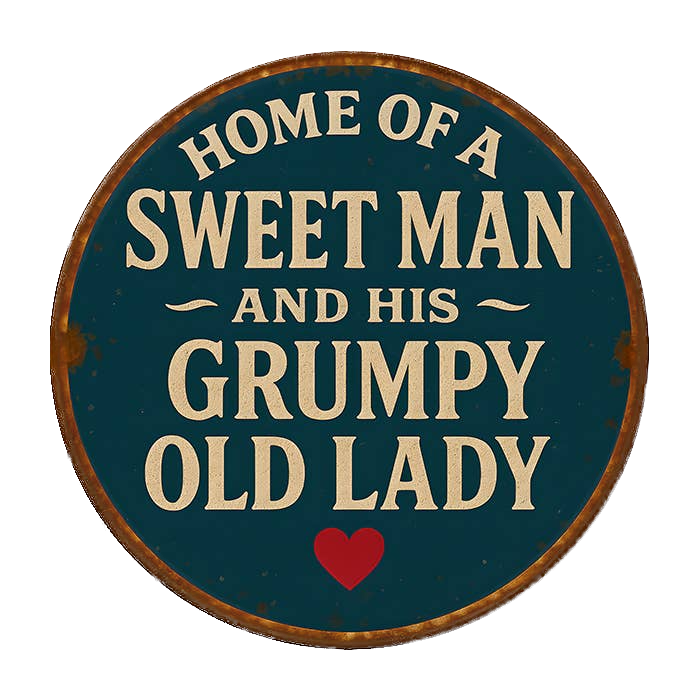 Metallskylt i vintagestil – Home of a Sweet Man... Ø:15cm
