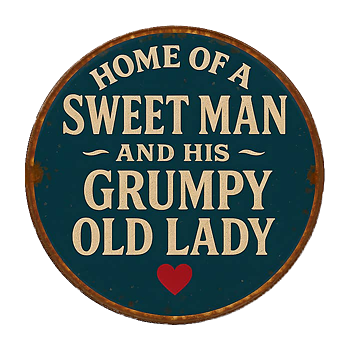 Metallskylt i vintagestil – Home of a Sweet Man... Ø:15cm