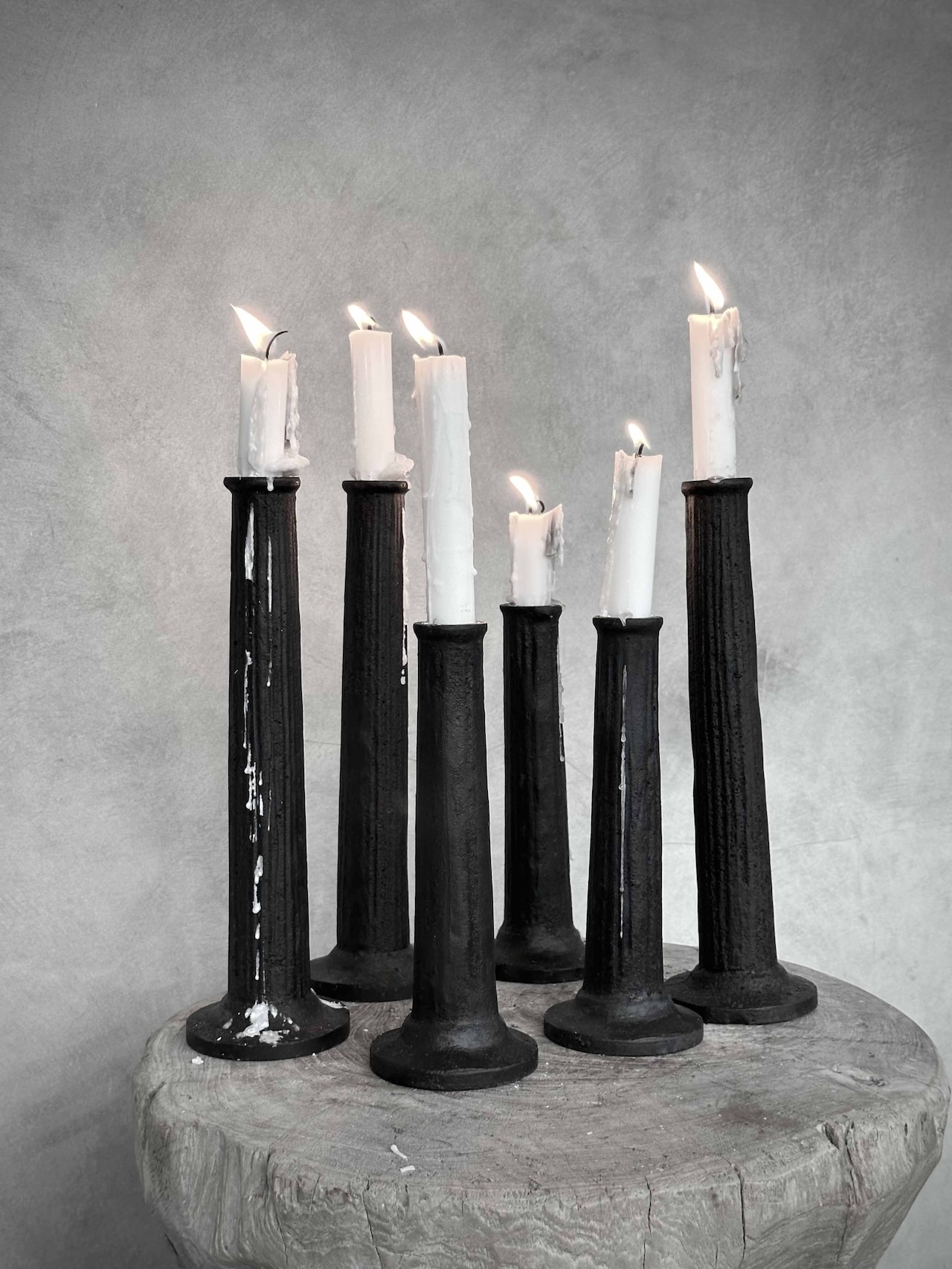 Ljusstake NOVA LARGE i gjutjärn antiksvart H:28cm - 3