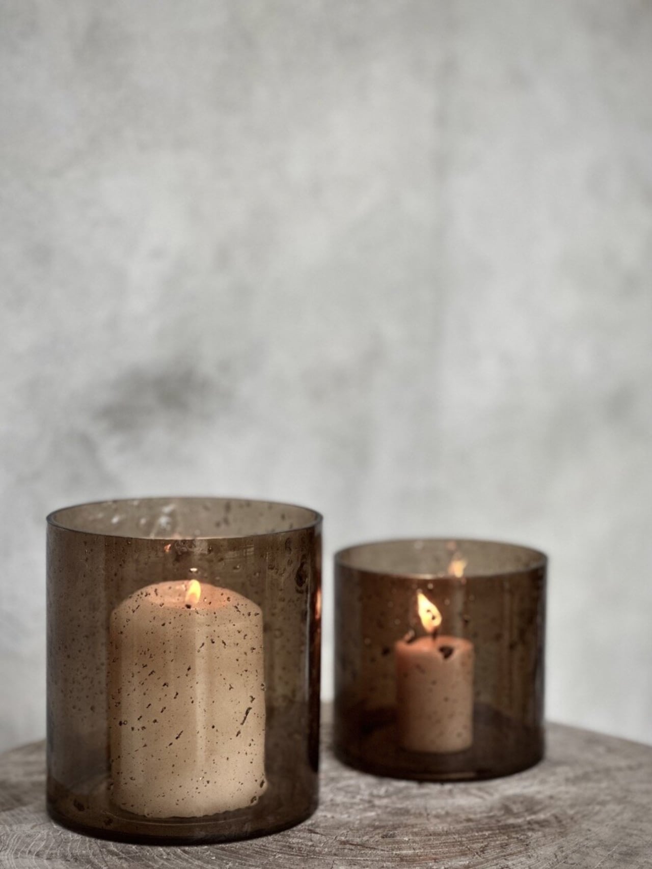 Ljuslykta / ljuskopp RIKA i rökfärgat glas SMALL Ø10 H10 - 2