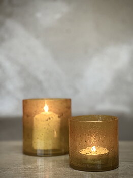 Ljuslykta / ljuskopp MARI i glas – vintagegul SMALL Ø10 H10