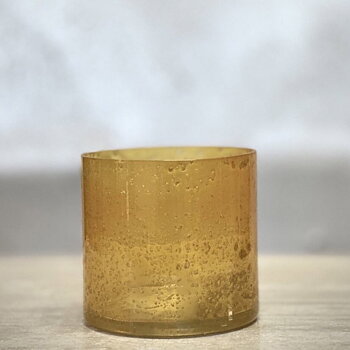 Ljuslykta / ljuskopp MARI i glas – vintagegul SMALL Ø10 H10
