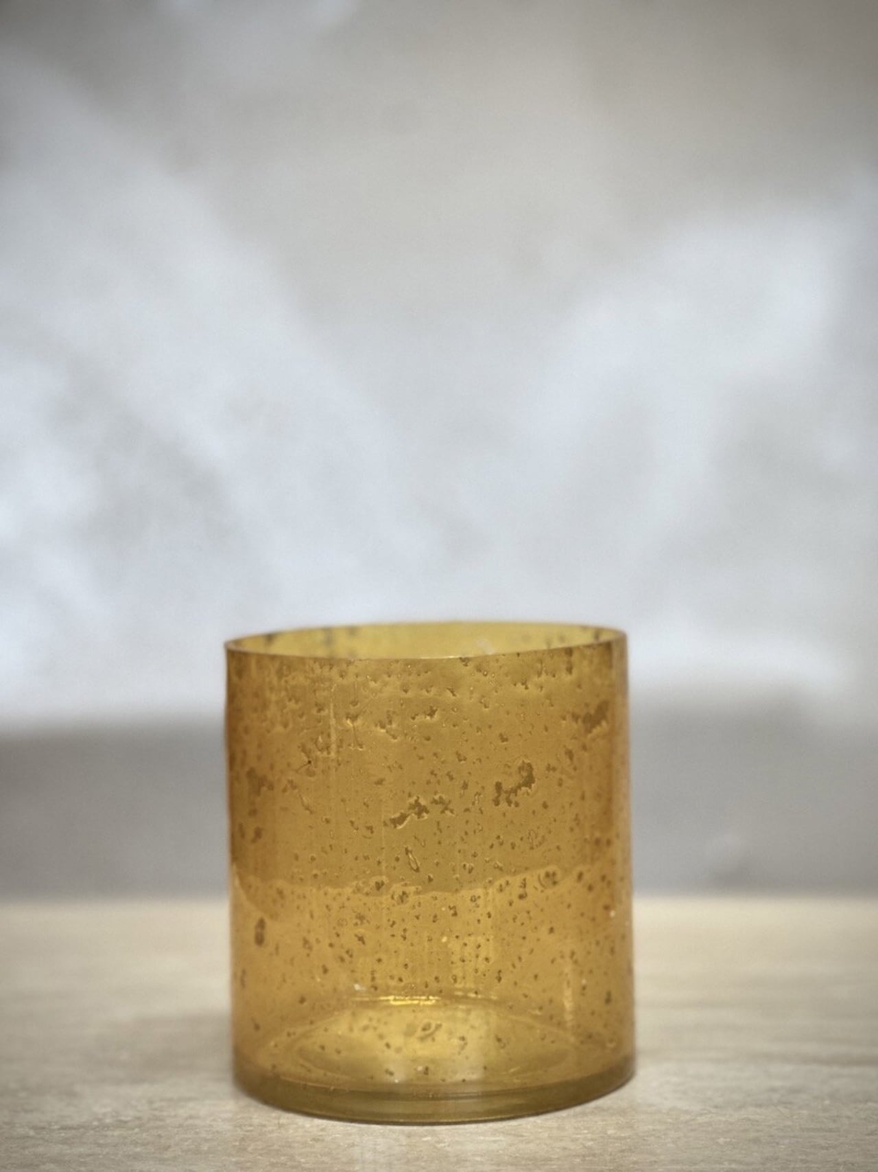 Ljuslykta / ljuskopp MARI i glas – vintagegul LARGE Ø12 H13 - 5