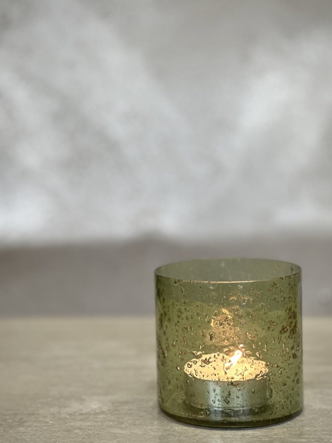 Ljuslykta / ljuskopp MARI i glas – ljusgrön SMALL Ø10 H10 - 6