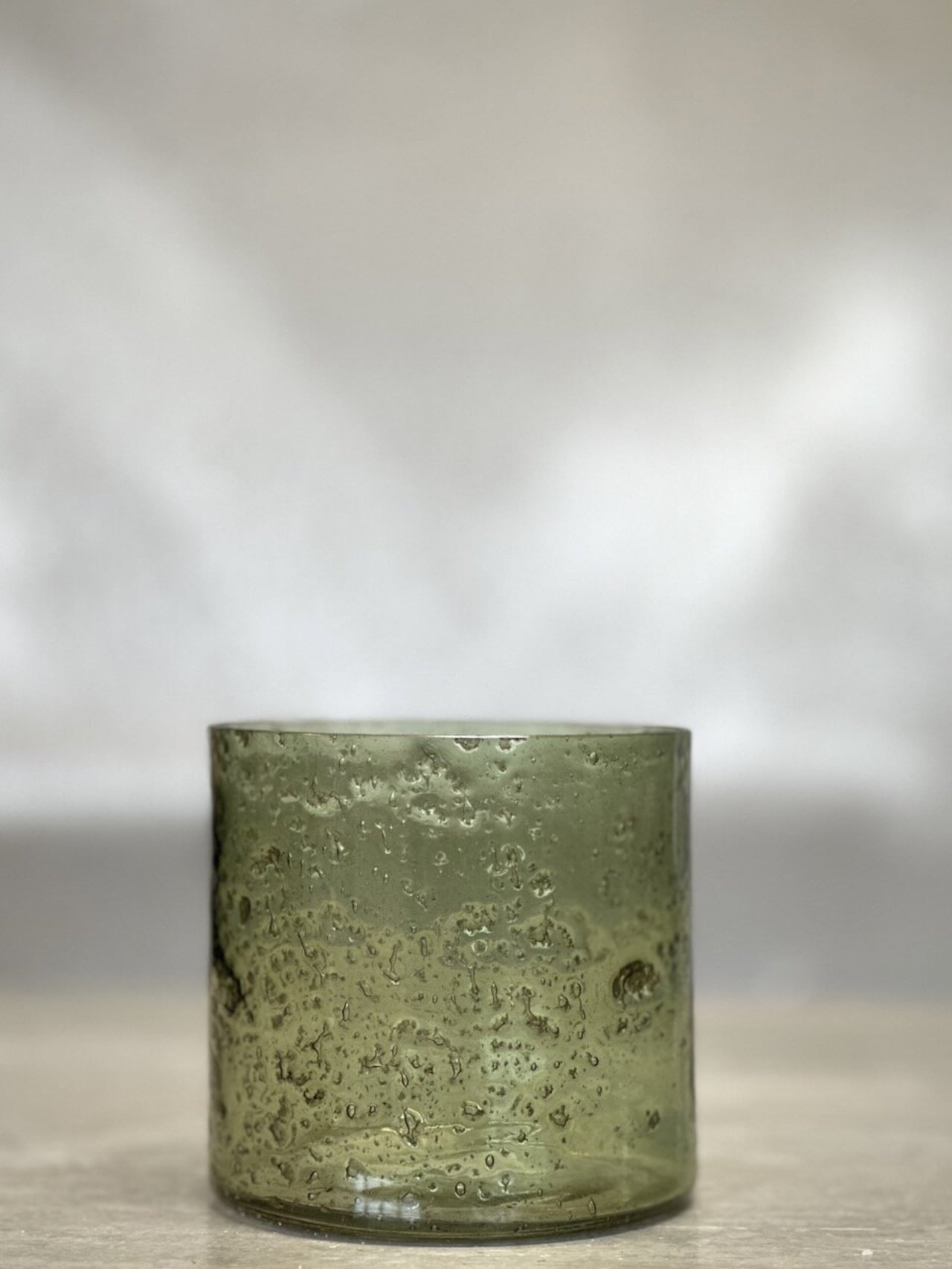 Ljuslykta / ljuskopp MARI i glas – ljusgrön SMALL Ø10 H10 - 7
