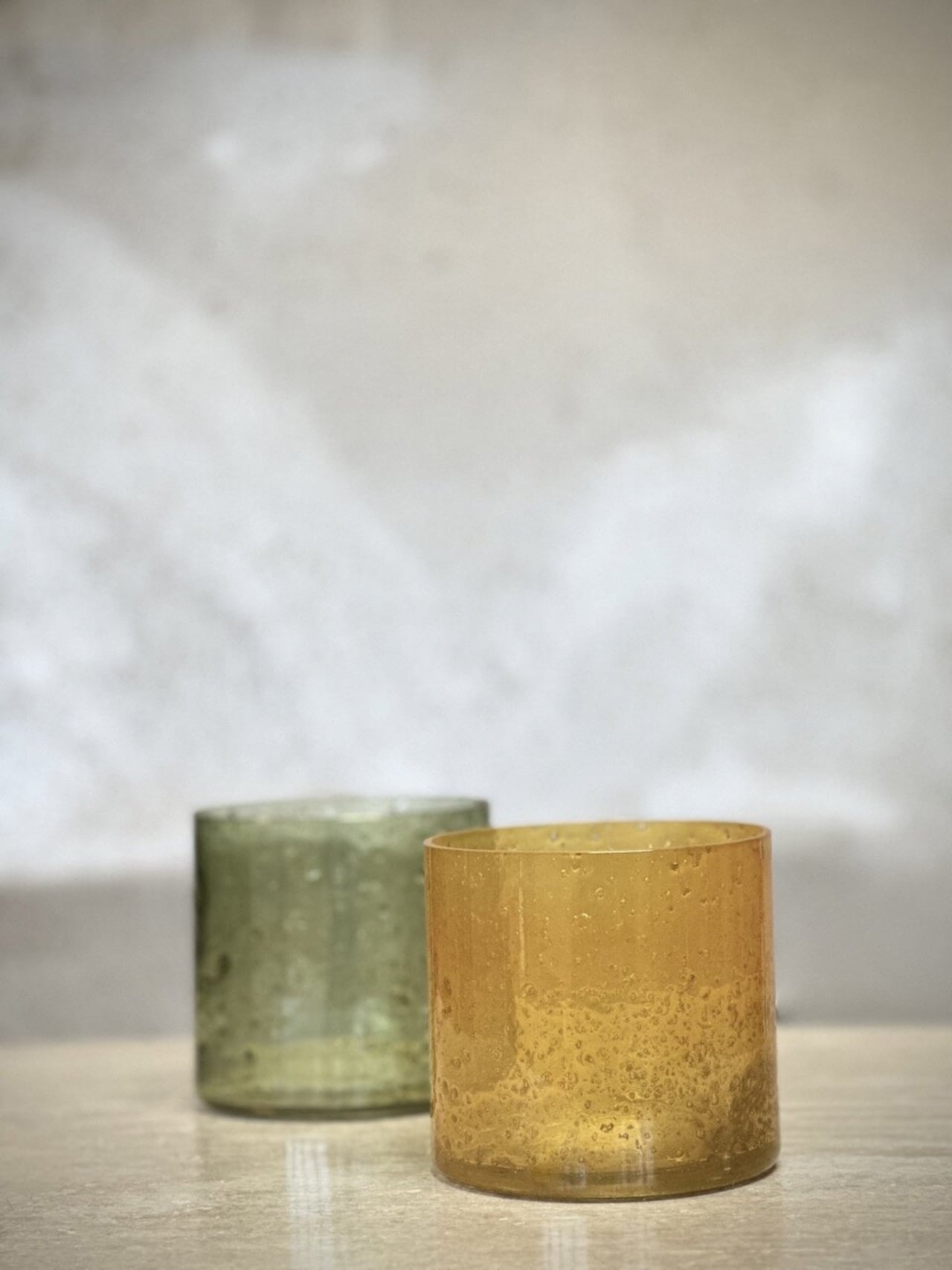Ljuslykta / ljuskopp MARI i glas – ljusgrön SMALL Ø10 H10 - 3
