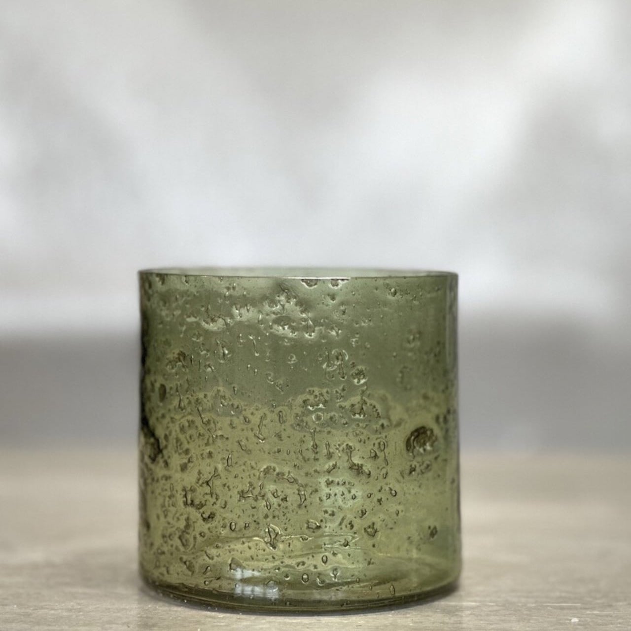Ljuslykta / ljuskopp MARI i glas – ljusgrön SMALL Ø10 H10 - 4