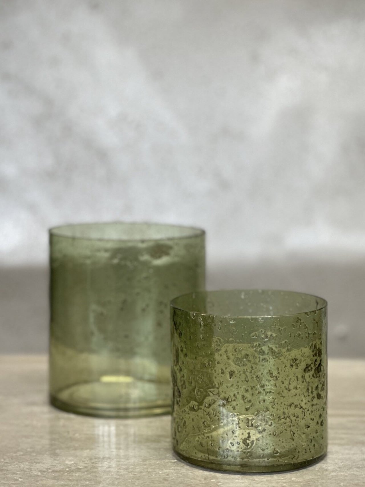 Ljuslykta / ljuskopp MARI i glas – ljusgrön LARGE Ø12 H13 - 2