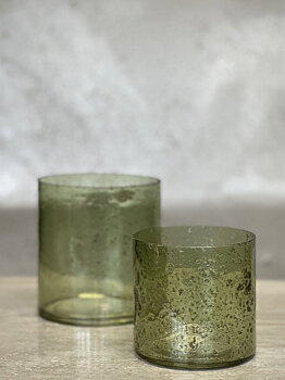 Ljuslykta / ljuskopp MARI i glas – ljusgrön LARGE Ø12 H13
