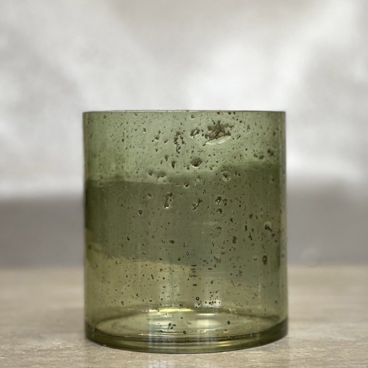 Ljuslykta / ljuskopp MARI i glas – ljusgrön LARGE Ø12 H13