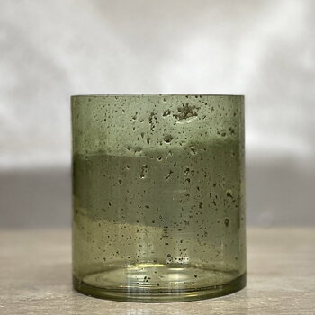 Ljuslykta / ljuskopp MARI i glas – ljusgrön LARGE Ø12 H13