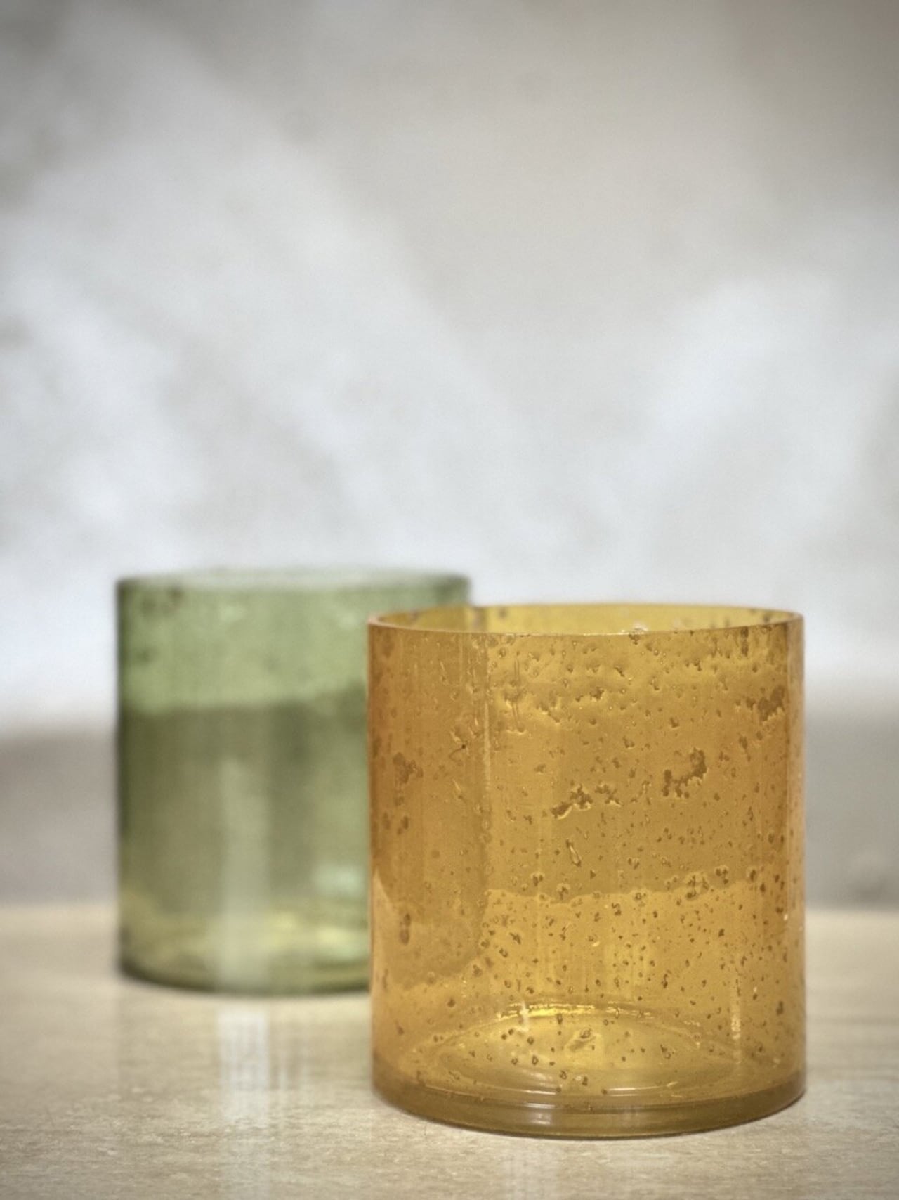Ljuslykta / ljuskopp MARI i glas – ljusgrön LARGE Ø12 H13 - 5