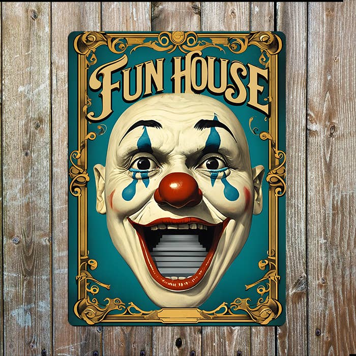Metallskylt i vintagestil – Fun House 15x20cm