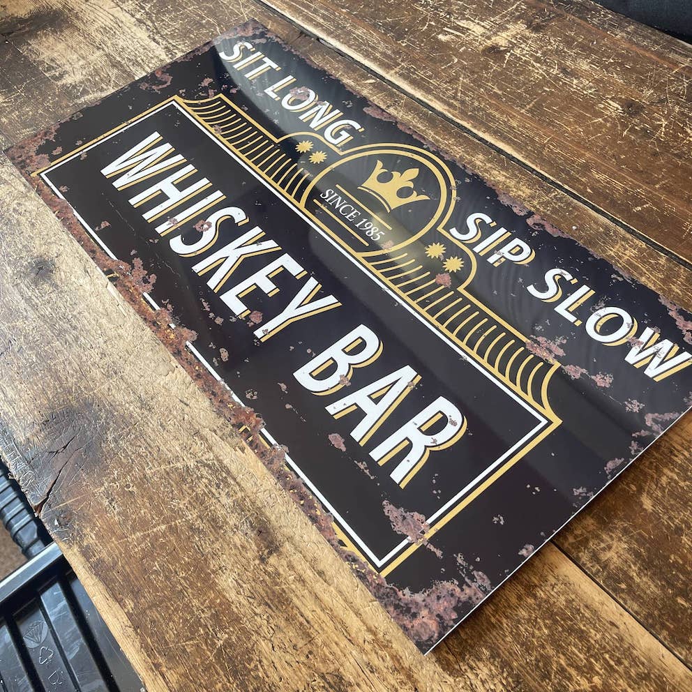 Metallskylt i vintagestil – Whiskey Bar 30x15cm - 4