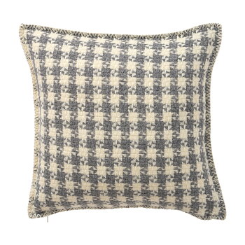 Kuddfodral KLIPPAN DOGTOOTH  i 100% ekologisk lammull – Grå/Gul 45x45