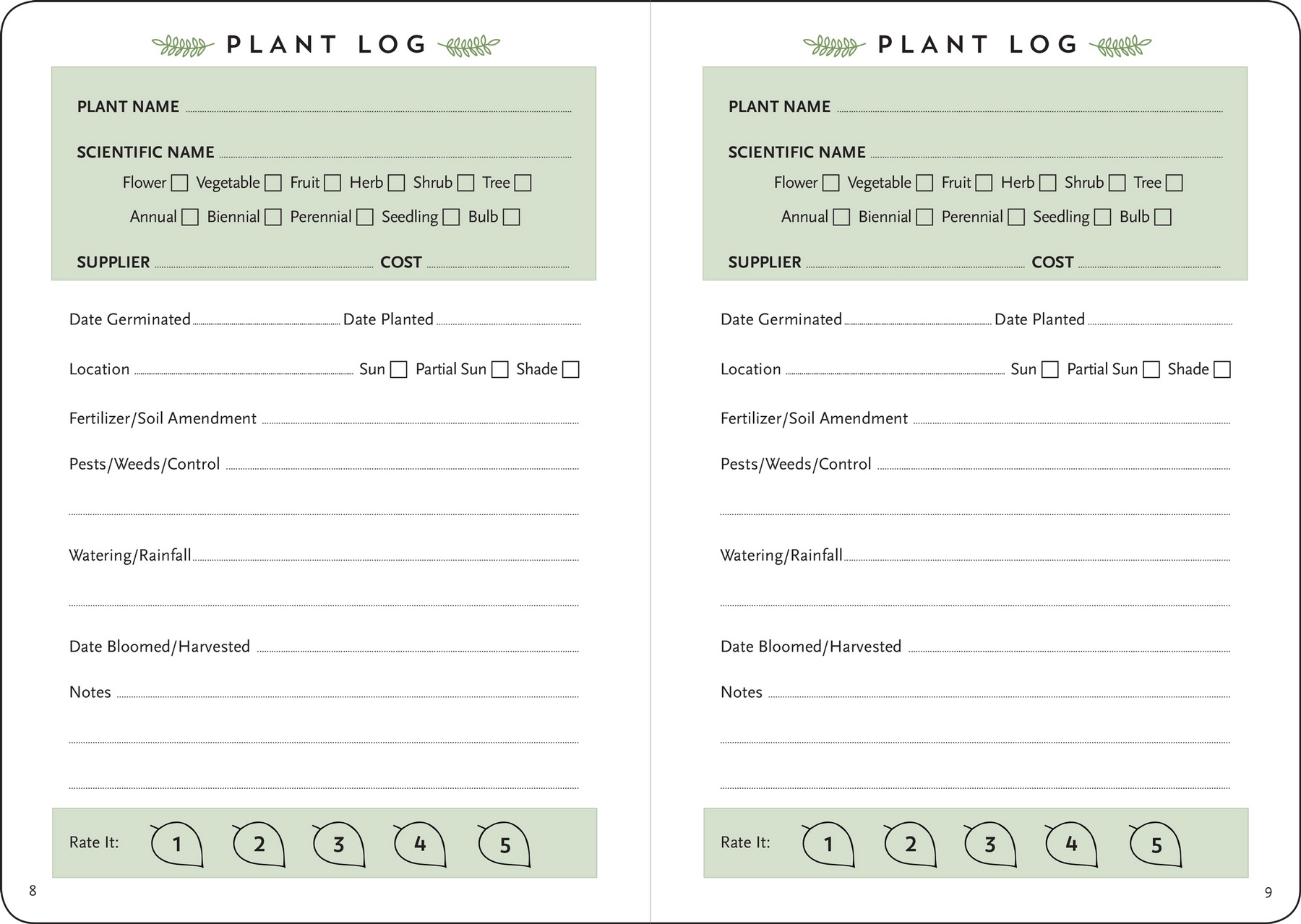 Anteckningsbok – The Gardener's Logbook 13,5x18,5cm 144 sidor - 2