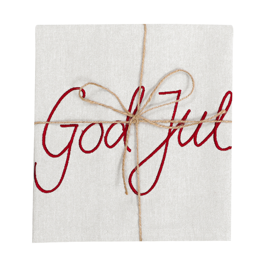Kökshandduk med brodyr GOD JUL – Recycled OEKO-TEX® linnefärgad 50x70cm