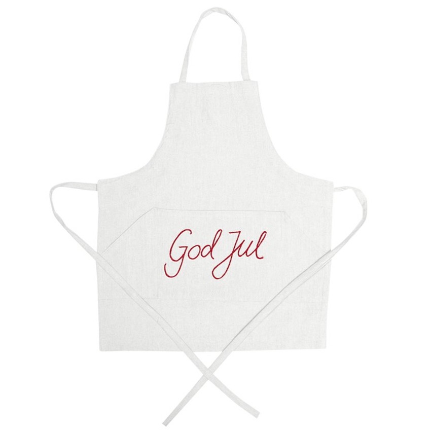 Barnförkläde med brodyr GOD JUL – Recycled OEKO-TEX® linnefärgad 40x47cm