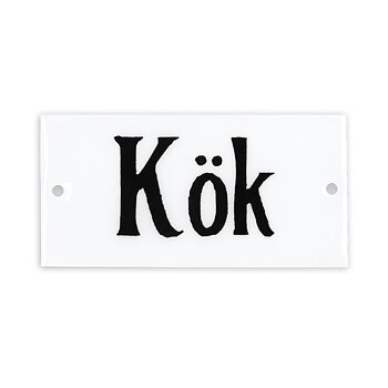 Skylt i emaljfinish – Kök 9x4,5cm