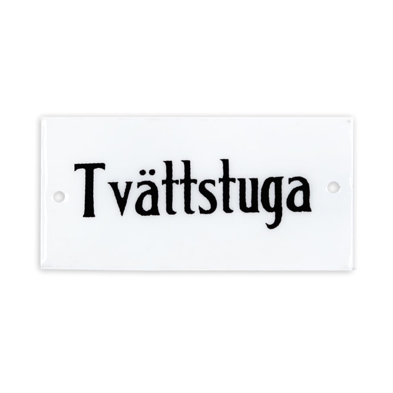 Skylt i emaljfinish – Tvättstuga 9x4,5cm