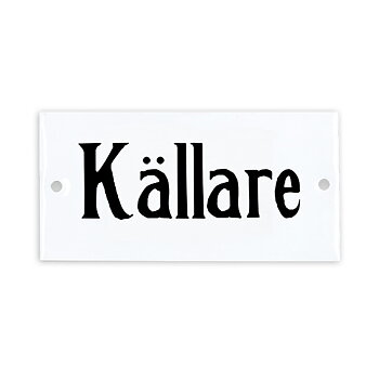 Skylt i emaljfinish – Källare 9x4,5cm