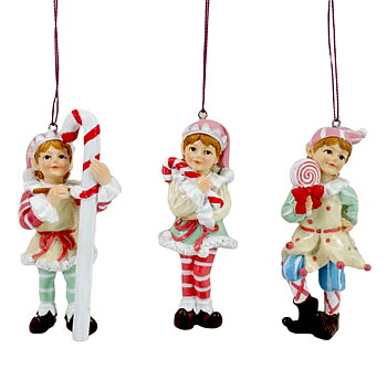 Julkula ELF HOLDING CANDY – Pastellklädd Nisse med godis 3 olika Pris/st