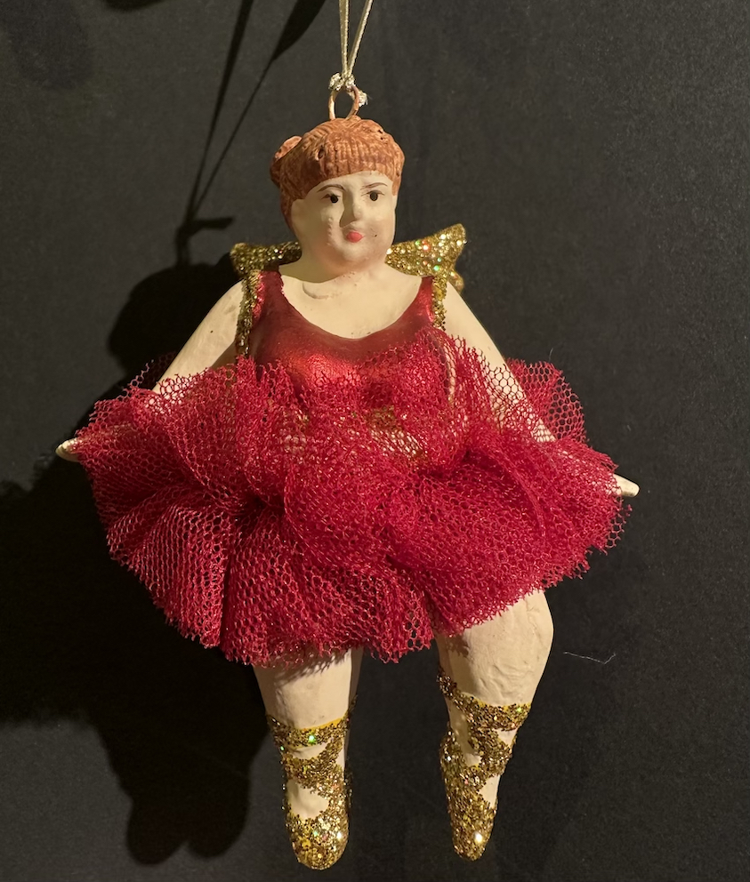 Julkula BALLERINA med tyllkjol & detaljer i guldglitter 3 olika Pris/st - 5