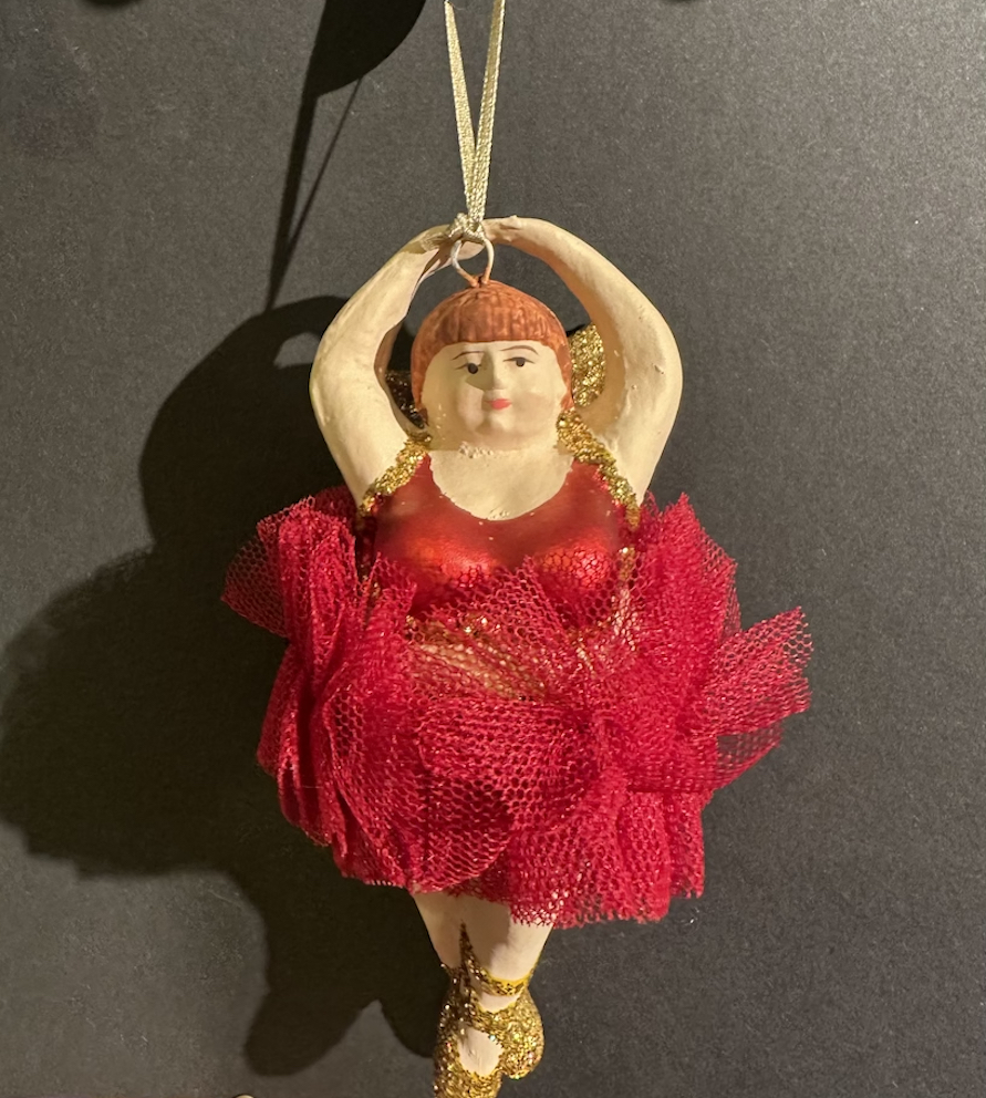 Julkula BALLERINA med tyllkjol & detaljer i guldglitter 3 olika Pris/st - 4
