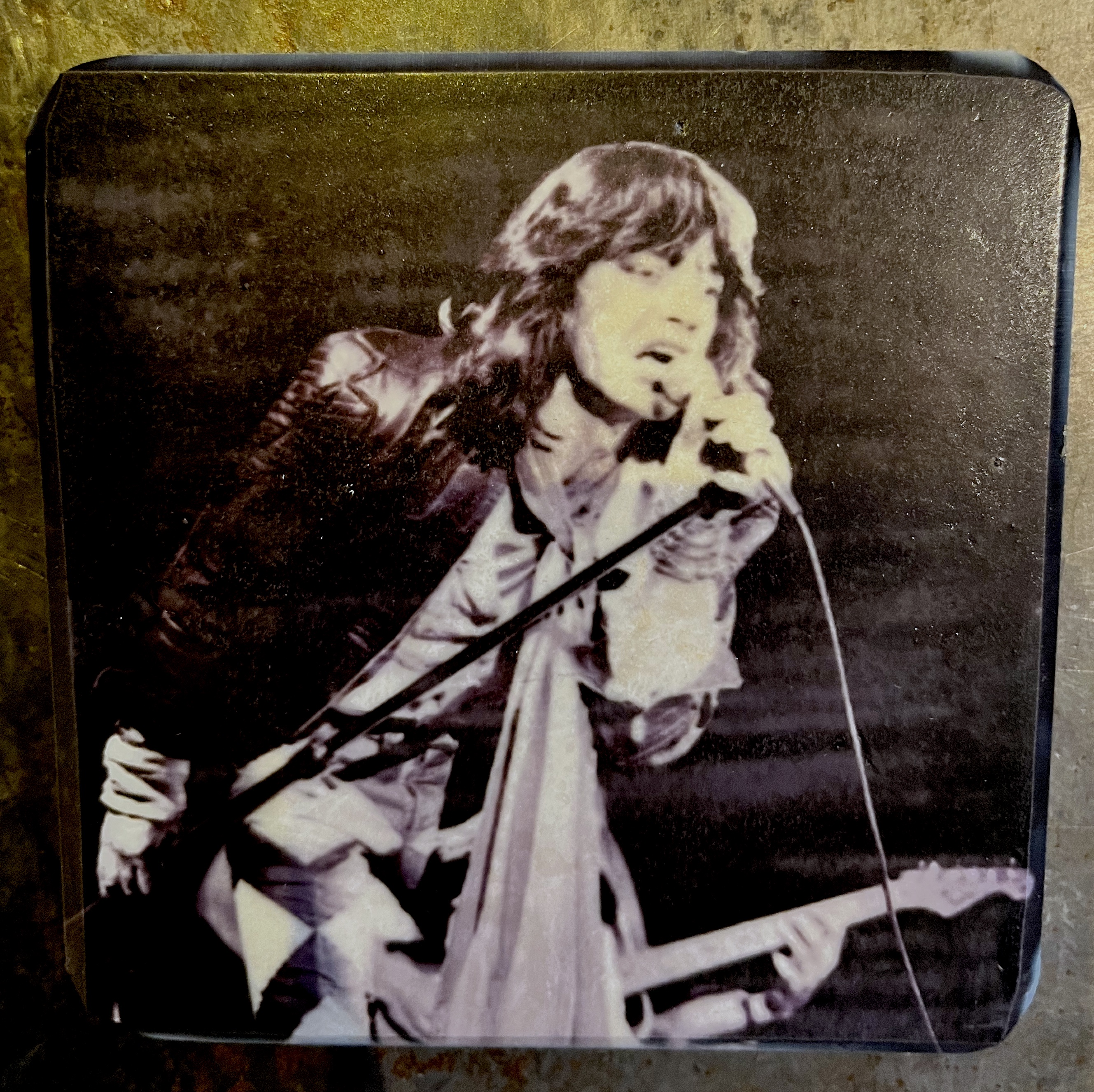 Glasunderlägg – Mick Jagger, microphone