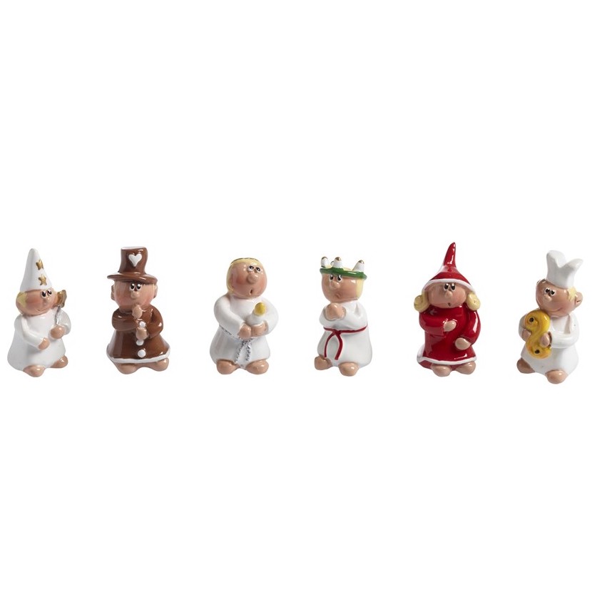 Mini-Luciatåg med sex figurer H:3,5cm