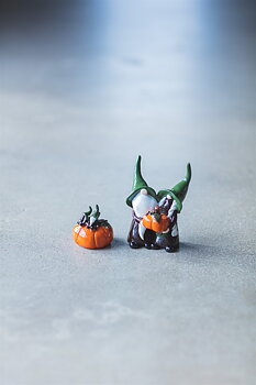 Mini-Nissar pustar ut på pumpa H:5cm