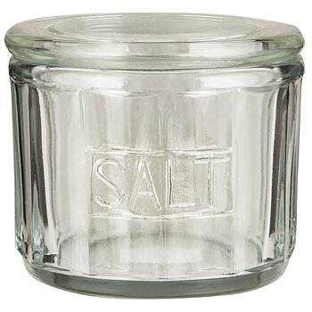 Glasburk med lock för salt Ø11x9,5cm
