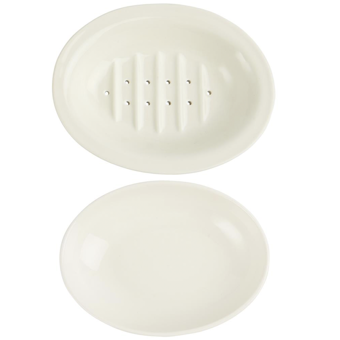 Tvålkopp i porslin – tvådelad, oval 15x12cm - 3