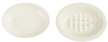 Tvålkopp i porslin – tvådelad, oval 15x12cm