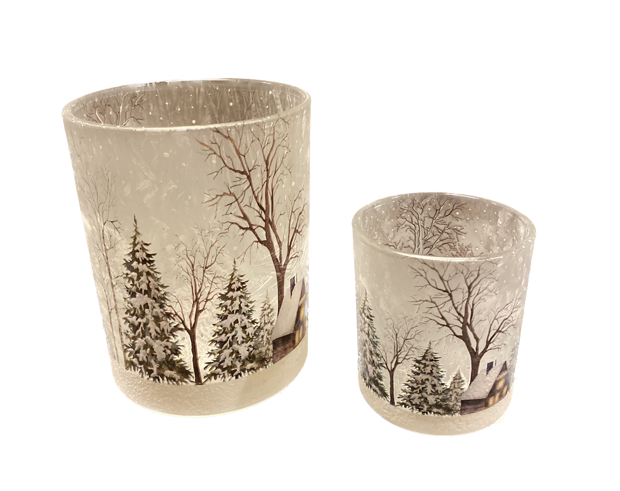 Ljuslykta i glas – Vinter liten H:8cm