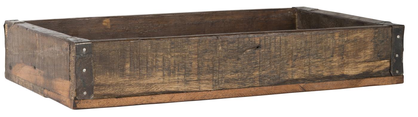 Låda / Bricka UNIK i återvunnet trä med järnbeslag Liten 20x35cm - 2