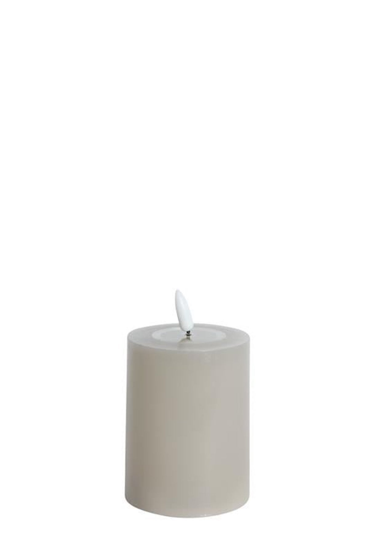 LED Blockljus med fjärrkontroll, flammande 3D-låga & timer Beige Ø:7,5cm H:10cm