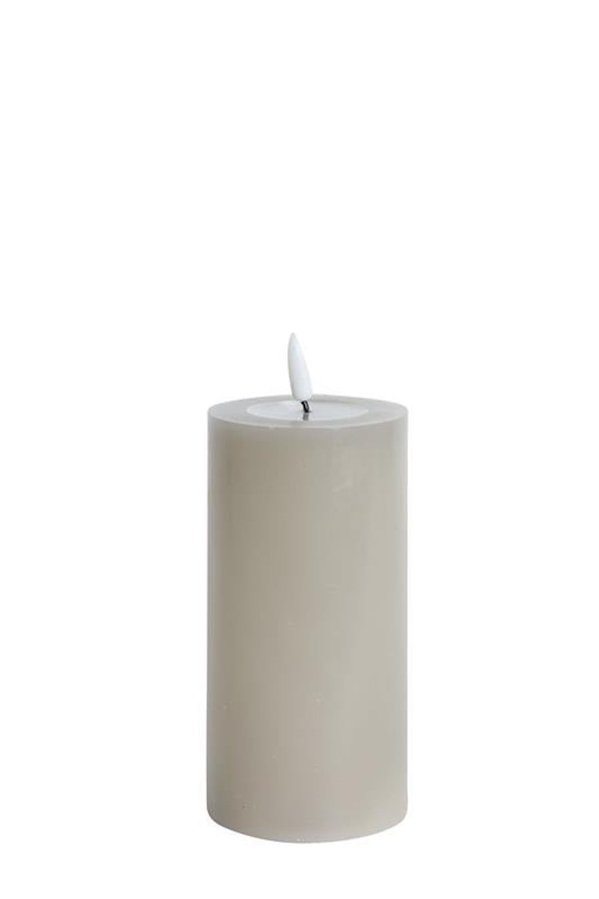 LED Blockljus med fjärrkontroll, flammande 3D-låga & timer beige Ø:7,5cm H:15cm
