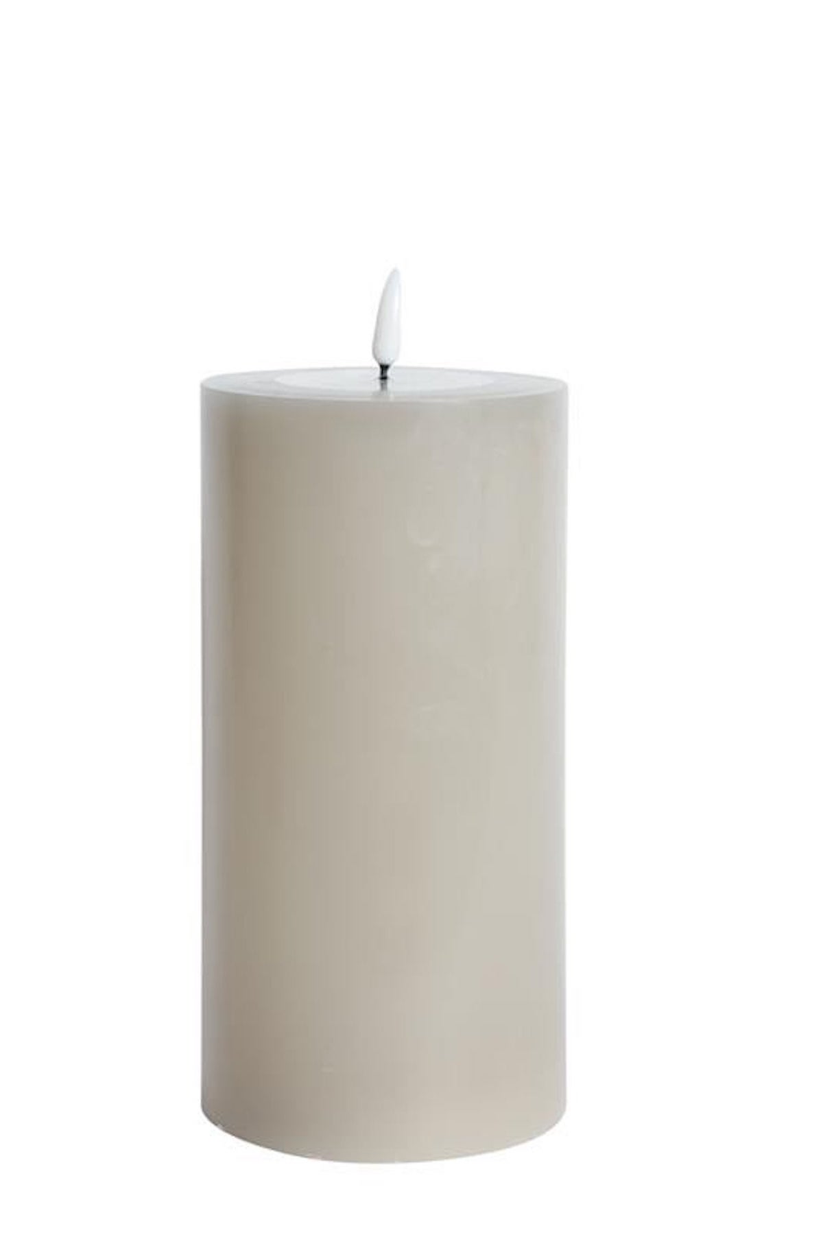 LED Blockljus med fjärrkontroll, flammande 3D-låga & timer beige Ø:10cm H:20cm