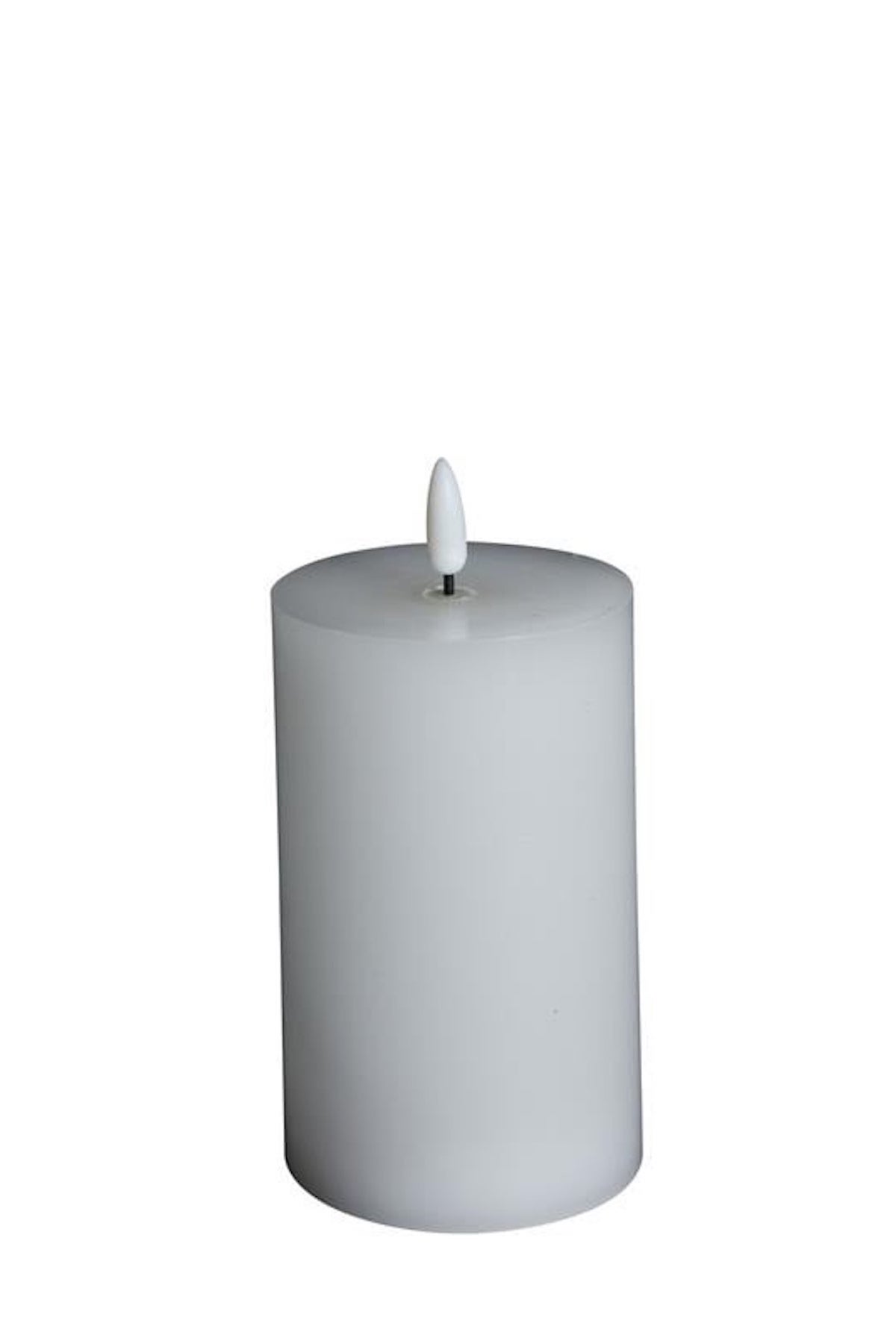 LED Blockljus med timer & flammande 3D-låga VIT Ø:7,5cm H:12,5cm