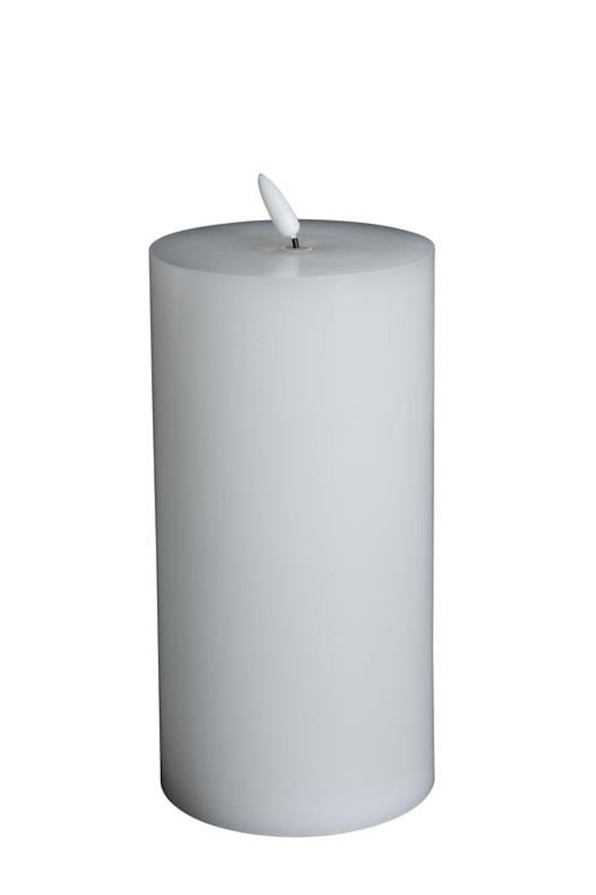 LED Blockljus med timer & flammande 3D-låga VIT Ø:10cm H:20cm
